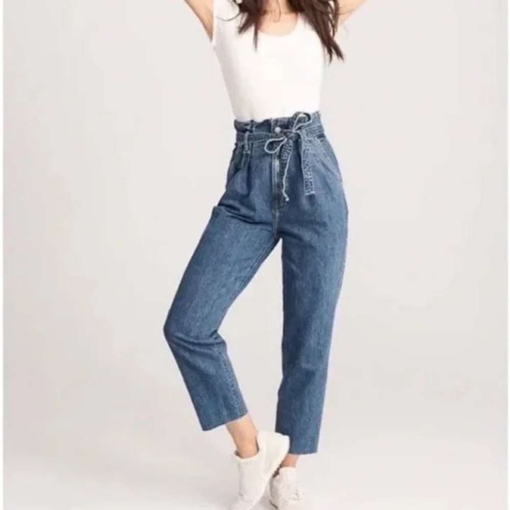 Abercrombie & Fitch Ultra High Rise Paper Bag Waist Mom Jeans